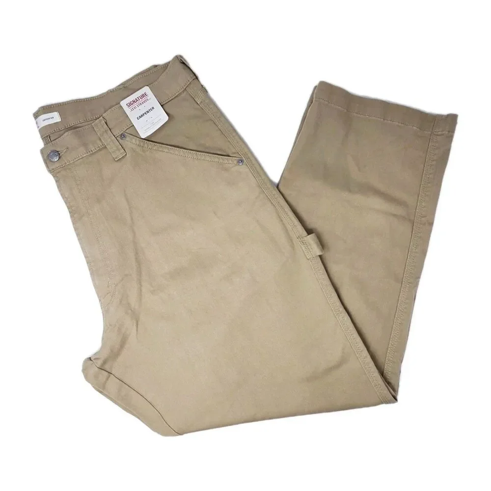 Levi Strauss Signature 40x30 Mens Cotton Carpenter Jeans American Khaki Straight